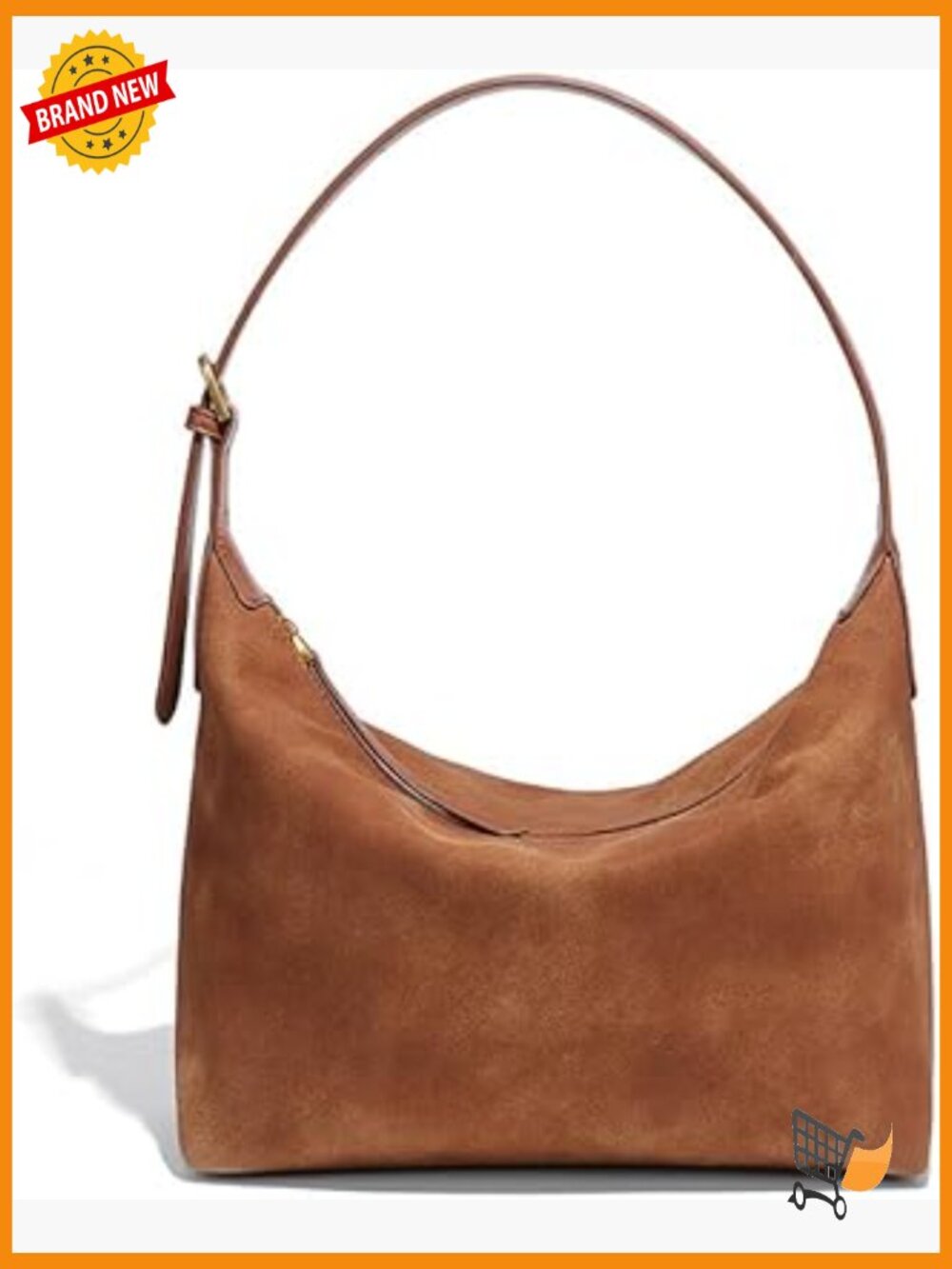 Faux Suede Hobo Bag Medium Crossbody Shoulder 2 Straps Lightweight Soft Vintage